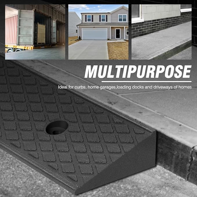 DNA MOTORING 2pcs 2" Rise Rubber Curb Ramp Heavy Duty Loading Driveway Ramp - Image 7