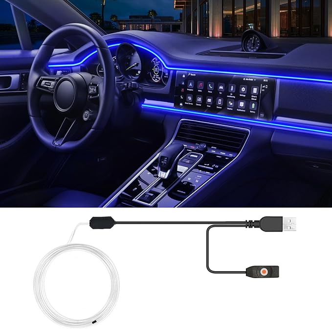 USB Car LED Lights, Interior Car Lights Strip 7 Colors Ambient Lighting by SAMGCHI