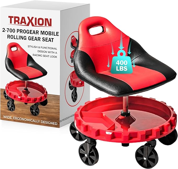 Traxion 2-700 ProGear Mobile Rolling Gear Seat W/Equipment Tray and Five by TraXionEngineeredProducts
