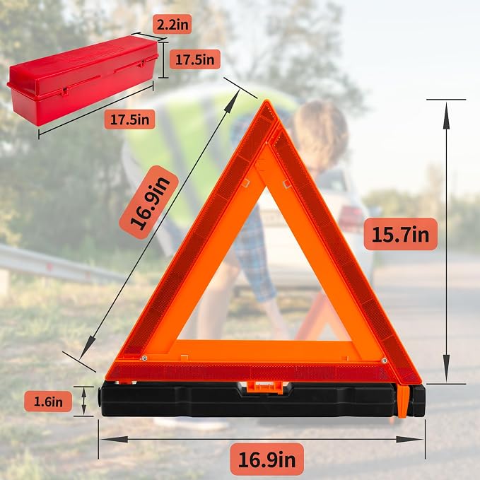 AYKRM 3Pack Car Warning Triangle Heavy Reflective Warning Road Safety Triangle - Image 3