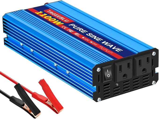 1100 Watt Pure Sine Wave Inverter, Solar Power Inverter, 12V DC to 110V AC by TAGEEBLU