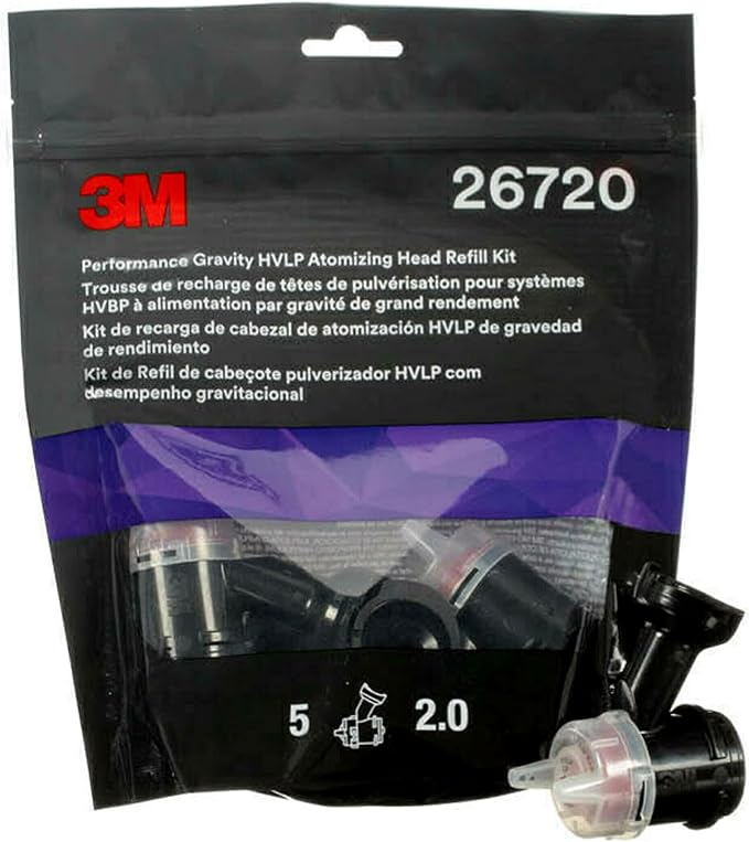 3M Performance Gravity HVLP Atomizing Head Refill Kit, Size 2.0, by 3MAutomotive