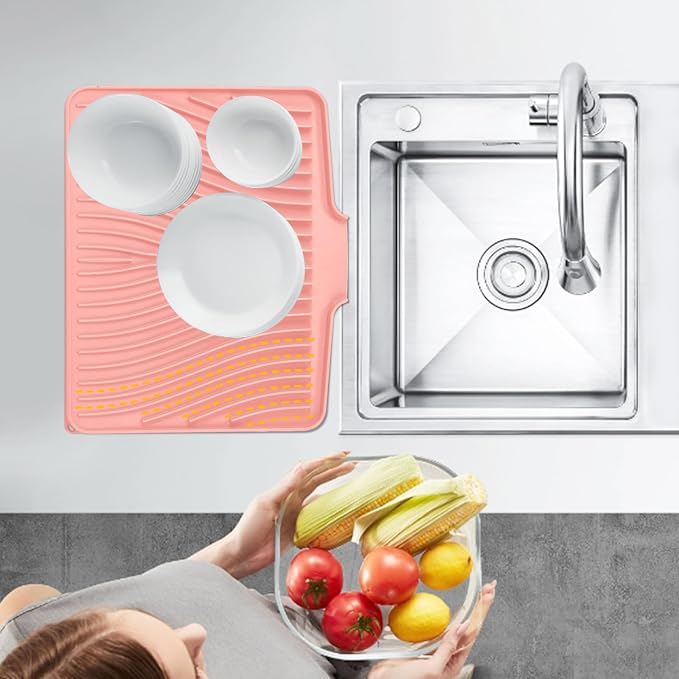 Silicone Dish Drying Mat for Kitchen Counter, Dish Drying Pad, Non-Slip Drain - Image 5