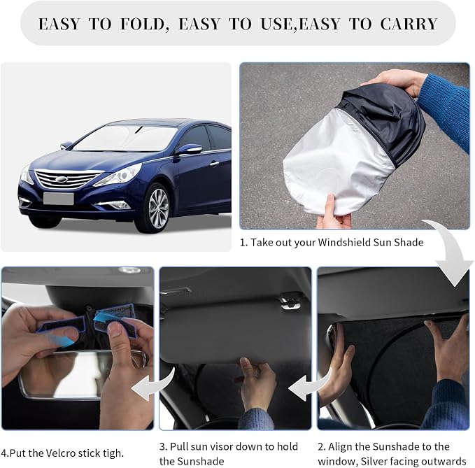 Sun Shade Sunshade for Hyundai Sonata Windshield Cover, 4-Layer Front Window - Image 6