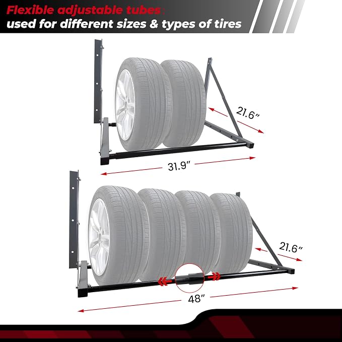 Tire Storage Rack for Garage, Folding Tire Rack Wall Mount - Image 3