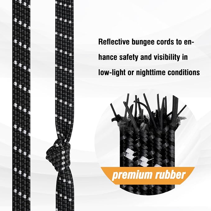 Bungee Cords with Hooks Heavy Duty, Flat Adjustable Bungee Cords with Hooks 40 - Image 5