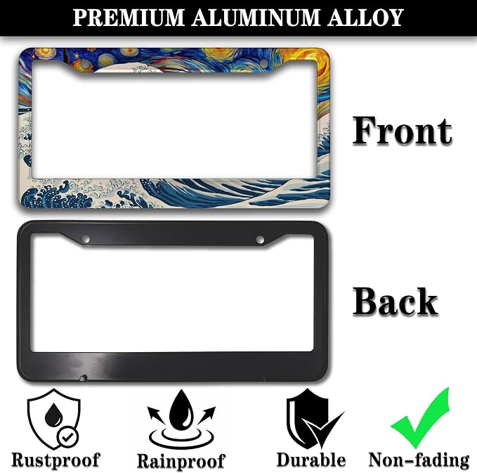 Car Plate Frames for Women Multicolor License Plate Protector for Men Starry - Image 3