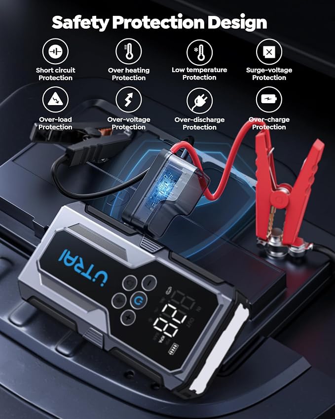 Car Jump Starter with Air Compressor, UTRAI 4000A 150PSI Car Jump Starter 12V - Image 7