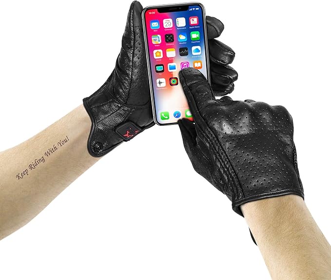 Superbike Full Finger Goat Skin Leather Touch Screen Motorcycle Gloves - Image 4