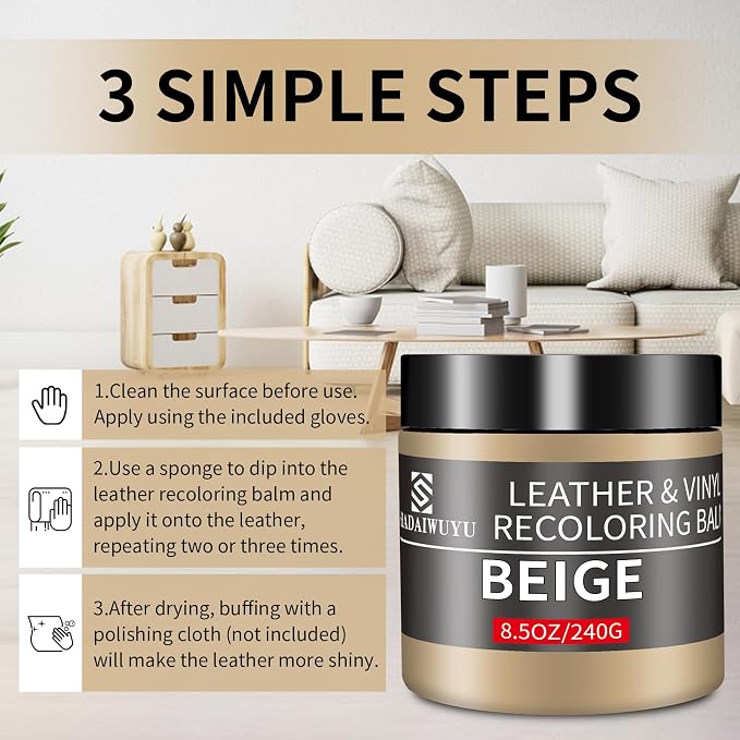 Leather Recoloring Balm, 8.5oz Leather Color Restorer, Leather Couch Scratch - Image 4