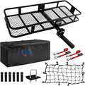 Folding Hitch Mount Cargo Carrier Hitch Rack Basket 60"*21.5"*6" Hauling Weight by PINGDIR