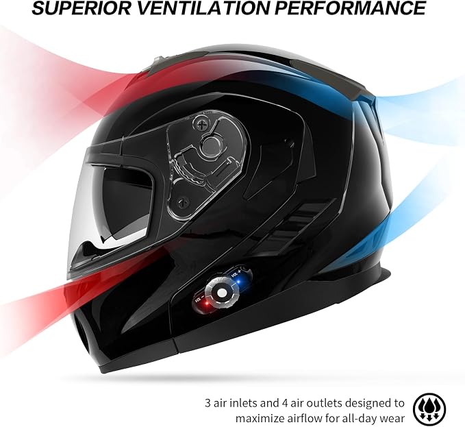 Motorcycle Helmet Bluetooth 5.0 Integrated New EPS FreedConn BM2-S Modular Flip - Image 6