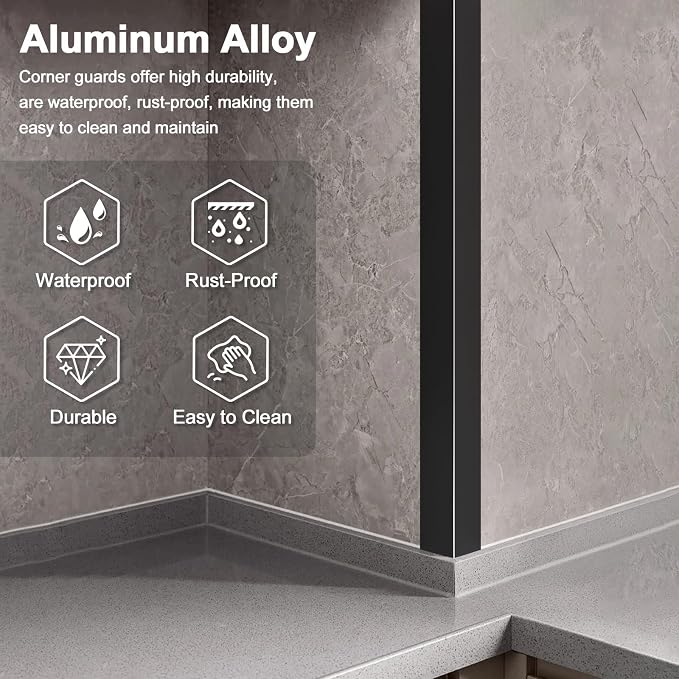 4PCS 45" Black Metal Corner Protectors, Aluminum Self Adhesive Corner Guards - Image 3