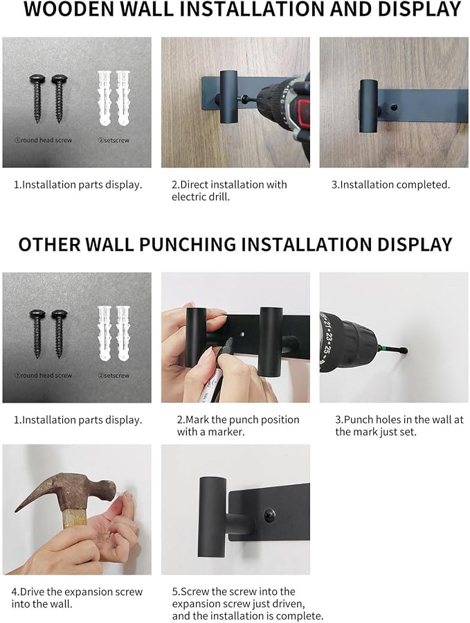 Coat Rack Wall Mounted with 4 Hooks, Wall Hooks - Image 9