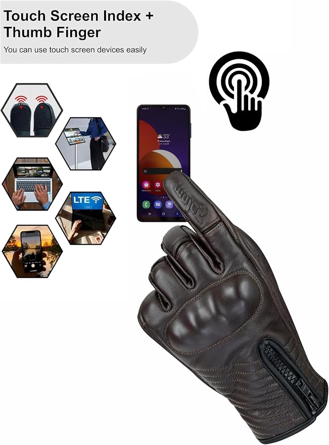 Full Finger Leather Motorcycle Gloves - Image 5