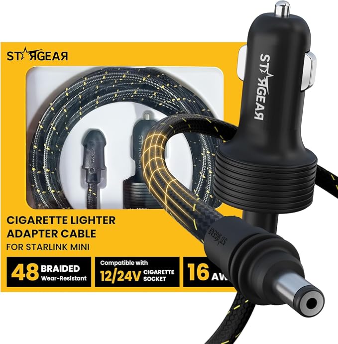 Starlink Mini Cable 12V Power Cable 3M/10FT, Braided Wear-Resistant Starlink by STARGEAR