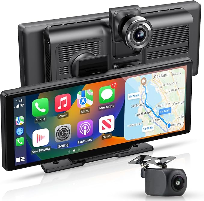 Apple carplay & Android Auto, Wireless Double din 10.26 inch Dash Cam by Unknown