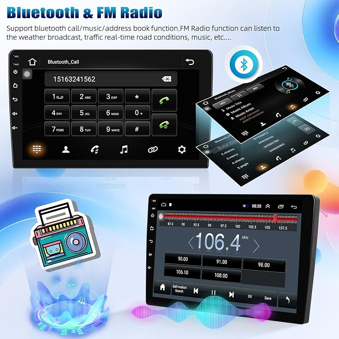 10.1Inch 2.5D HD Double Din Car Stereo Radio Receiver, Android Touch Screen MP5 - Image 5