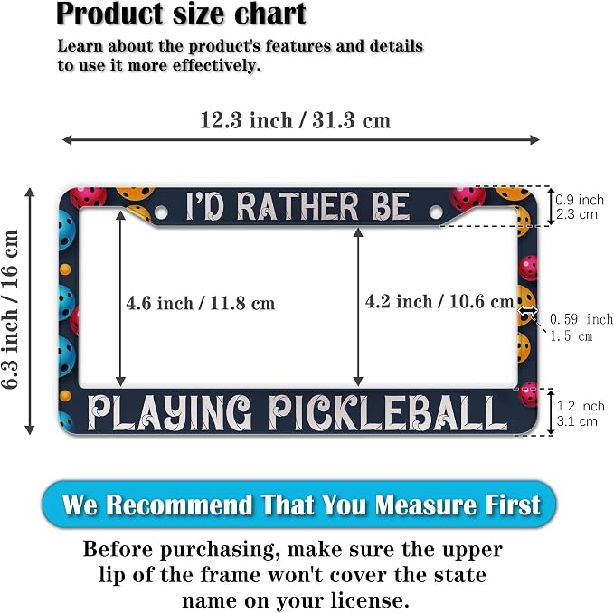Front License Plate Bracket Multicolor License Plate Frames I'd Rather Be - Image 2