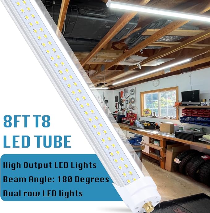 12-Pack, 8 Foot LED Bulbs, 100W 15000lm 6000K Cold White, Super Bright - Image 4
