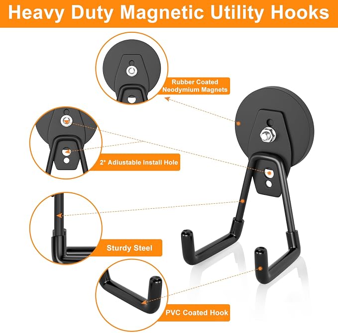 ENUODA Strong Magnetic Hooks 6 Pack Large Rare Earth Magnet Hooks Heavy Duty - Image 3