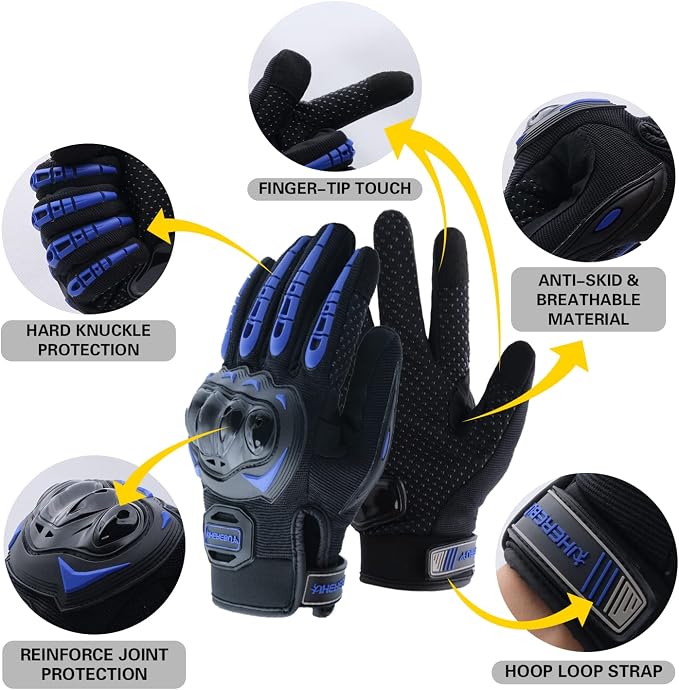 Motorcycle Gloves Touch Screen Full Finger Riding Gloves Knuckle Protection - Image 2