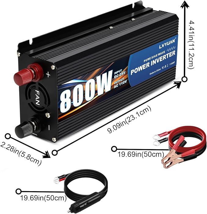 LVYUAN 800 Watt Pure Sine Wave Power Inverter 24V to 110V/120V DC to AC - Image 3