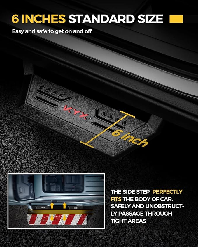 KYX Running Boards for 2015-2025 Ford F150 SuperCrew Cab/ 2017-2025 Ford F250 - Image 4