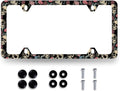 Skulls Flowers License Plate Frame Colorful Skull License Plate Stainless Steel by MUAWUOIK