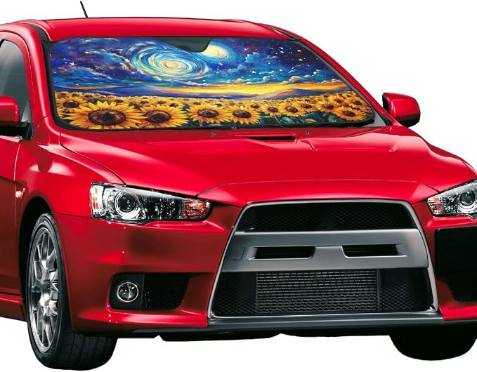 Vintage Sunflower Car Sun Shade Windshield Sunshade Foldable Front Window - Image 2