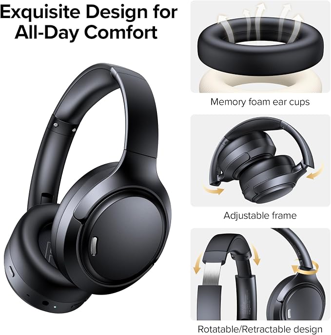 TAGRY Hybrid Active Noise Cancelling Bluetooth Headphones ENC Mic Clear Call - Image 6