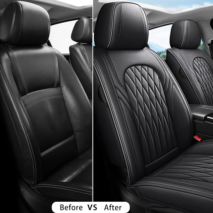WELLDO Car Seat Covers Front Seats, Leather Seat Covers - Image 5