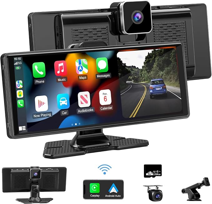 Carplay Screen for Car, 10.26" HD IPS Wireless Portable car Stereo for Apple by Accfly