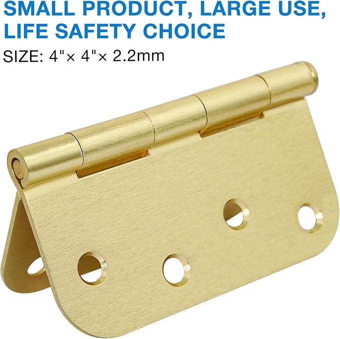 18 Pack 4 In Exterior Door Hinges Outdoor Brushed Brass Door Hinges Satin Gold - Image 2