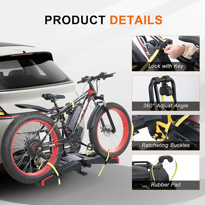 2 E-Bike Foldable Hitch Mount Bike Rack - Image 2