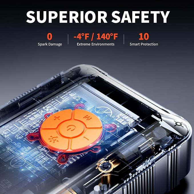 X6 Jump Starter with Air Compressor 150PSI, 2500A Car Battery Jumper Starter - Image 7