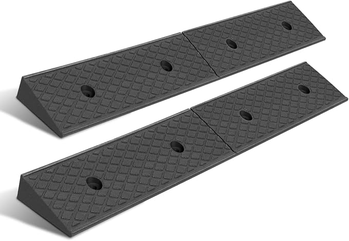 DNA MOTORING 2pcs 2" Rise Rubber Curb Ramp Heavy Duty Loading Driveway Ramp by DNAMOTORING