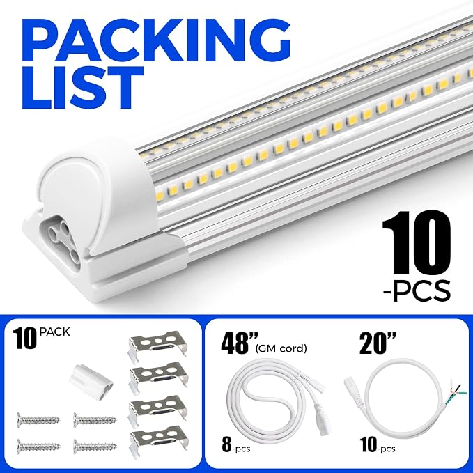 Barrina 8FT LED Shop Light, 100W 15000LM 5000K, V Shape Integrated T8 Lighting - Image 8