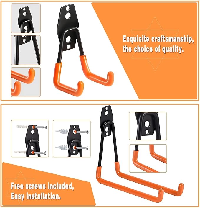 32 Pack Garage Hooks garage organization Steel Heavy Duty Garage Storage Hooks - Image 6