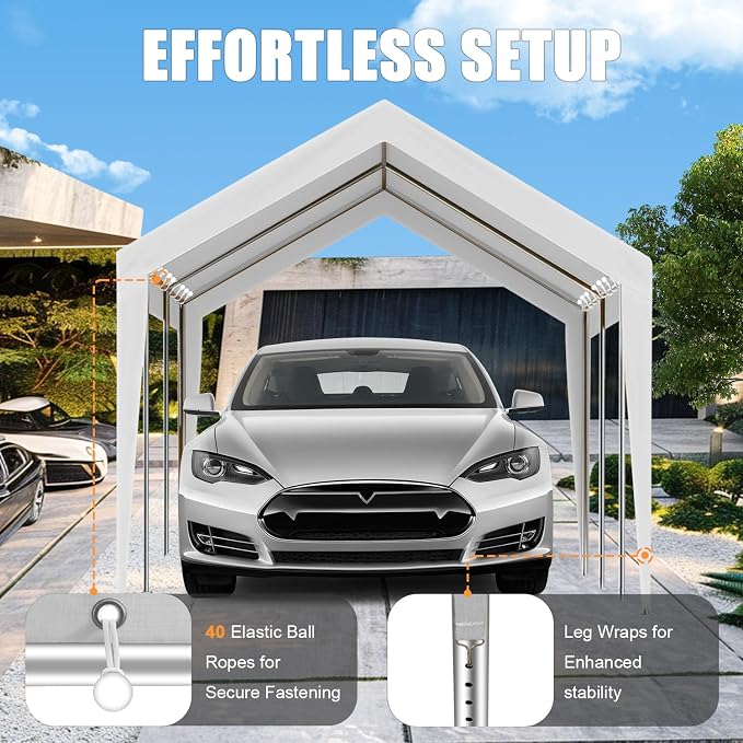10'x20' Canopy Replacement Cover, Beefull Carport Replacement Canopy - Image 2
