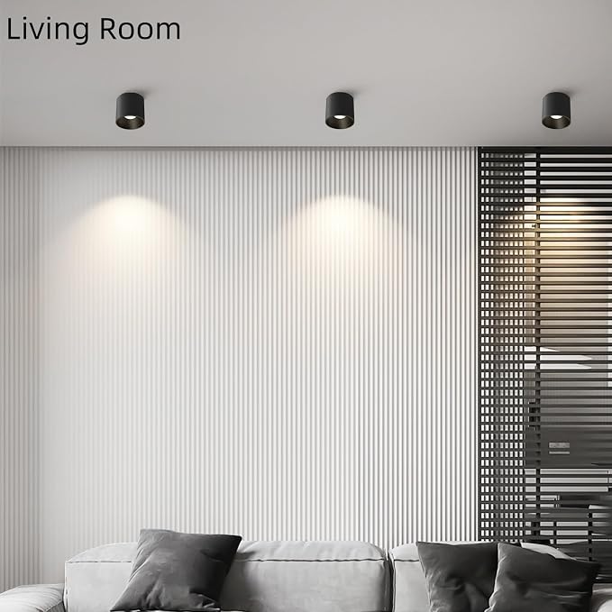 Modern Ceiling Light Fixture, Dimmable Flush Mount 4.72'' Black Cylinder - Image 5