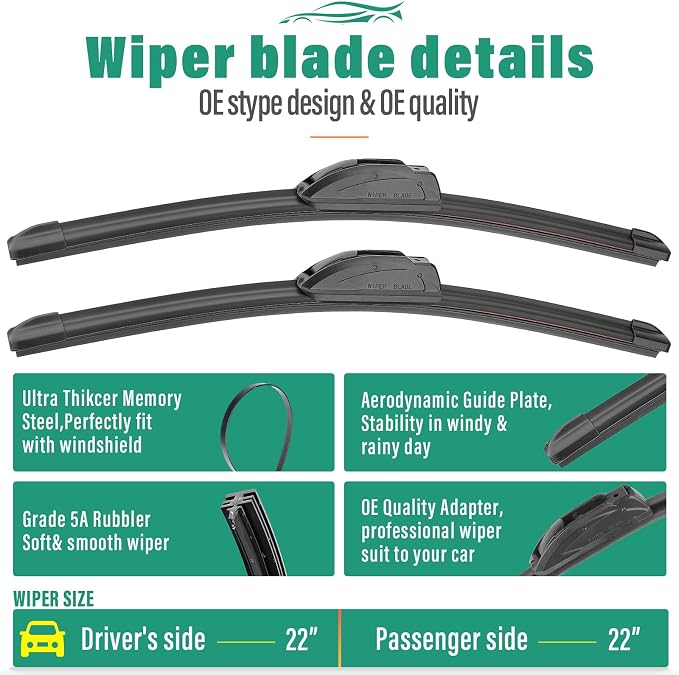 22" 22" 11" Windshield Wiper Blades Replacement - Image 3