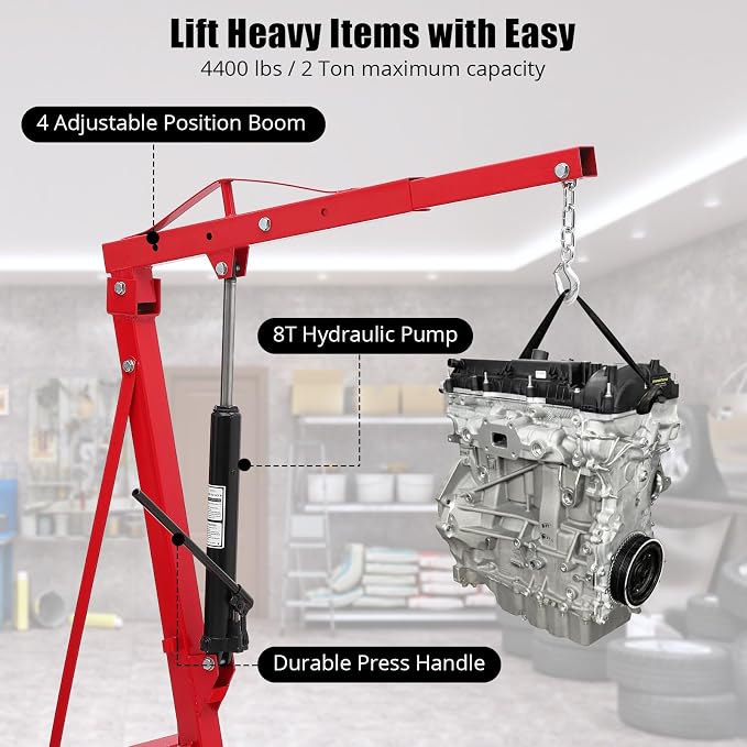 Engine Hoist 2 Ton, Cherry Picker Engine Hoist, Folding Hydraulic Tilting - Image 3