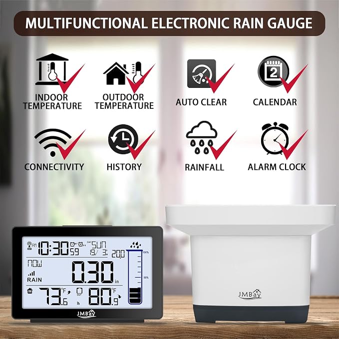 Wireless Rain Gauge Outdoor, Digital Rain Gauge Outdoors Best Rated - Image 6