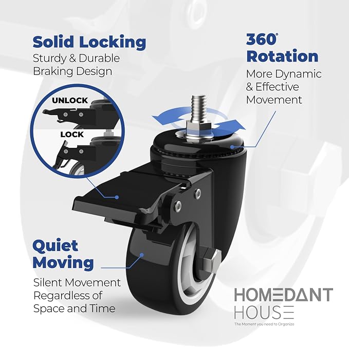 HOMEDANT House 5-Tier Metal Rolling Cart Shelf Rack Casters Heavy Duty - Image 9