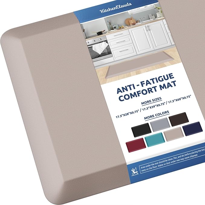 KitchenClouds Kitchen Mat Cushioned Anti Fatigue Kitchen Rug 0.8inch Waterproof by KitchenClouds
