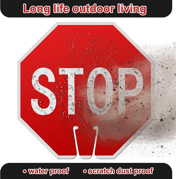 Geetery 6 Pcs Stop Signs 12 x 12 Inches PVC Traffic Cones Top Warning Signs - Image 4