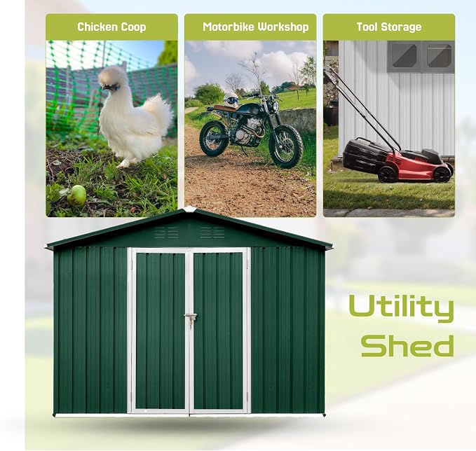 8' x 6' Outdoor Storage Shed, Sturdy Metal Building w/Lockable Doors - Image 6