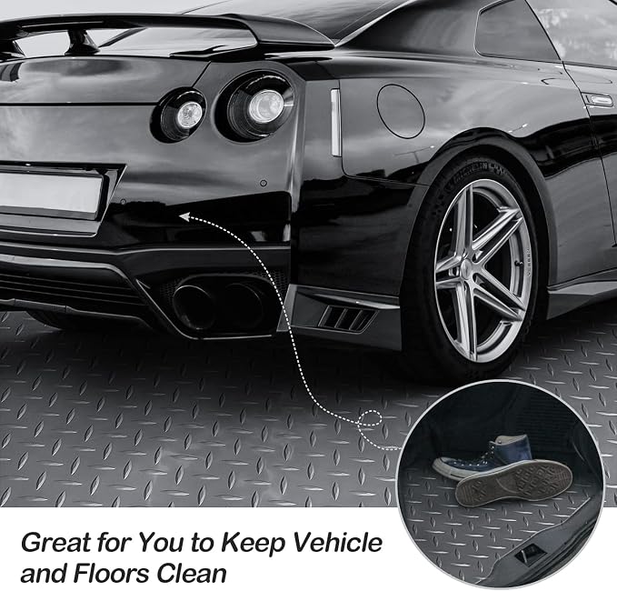 Garage Floor Mat, 4x8.2ft Diamond Rubber Plate Garage Flooring Rolls, Non-Slip - Image 3
