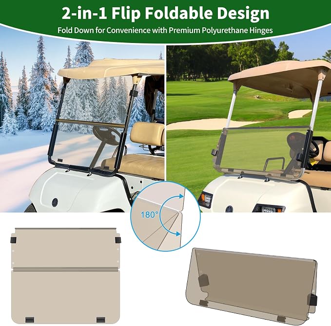 Golf Cart Foldable Windshield 3/16" Thicken Only Fits 2003-2006 Yamaha G22 - Image 7